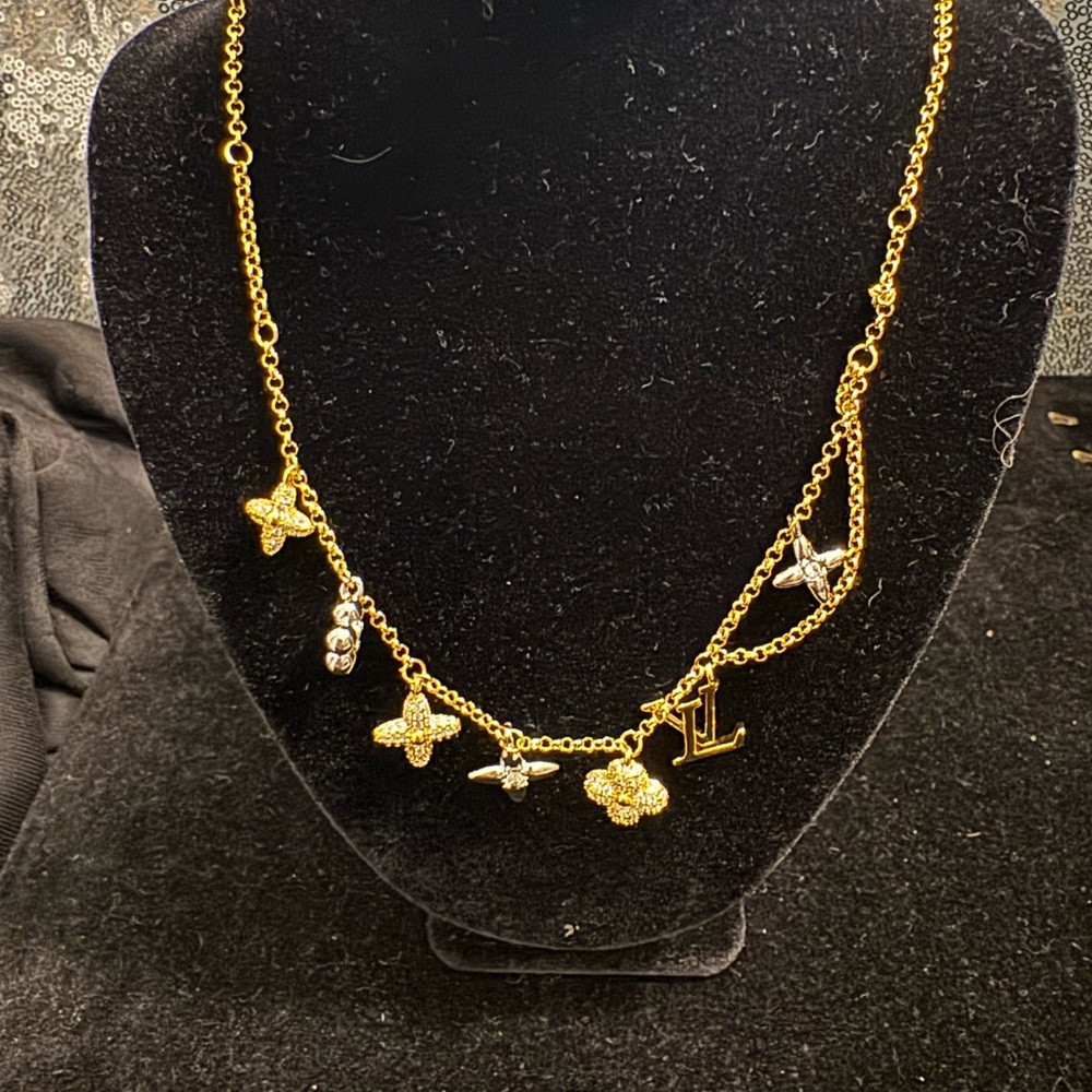 Louis Vuitton Gold & Silver Monogram Charm Necklace